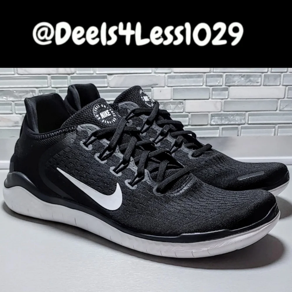 Nike Free RN 2018 Running Mens Size 9.5/Womens 11 Black White